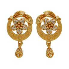 Glittering Floral Leaf Gold Earring Drops